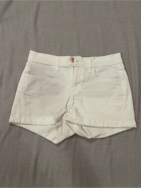 Women's White Denim Roll-Cuff Shorts - Size 2
